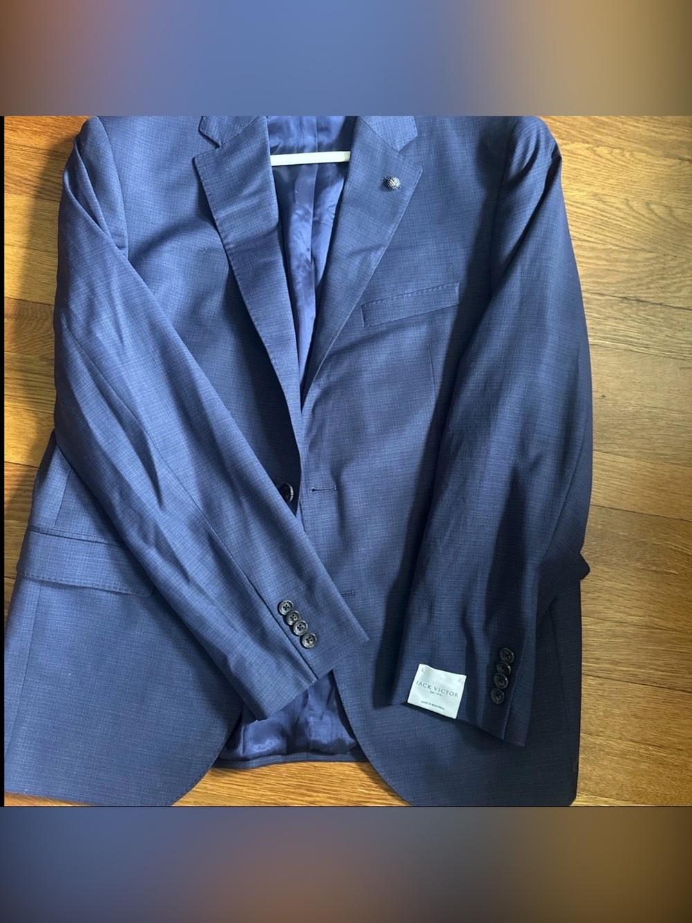 JACK VICTOR Blazer Mens 44R Blue Wool Reda Major Super 150’s Sport Coat Striped